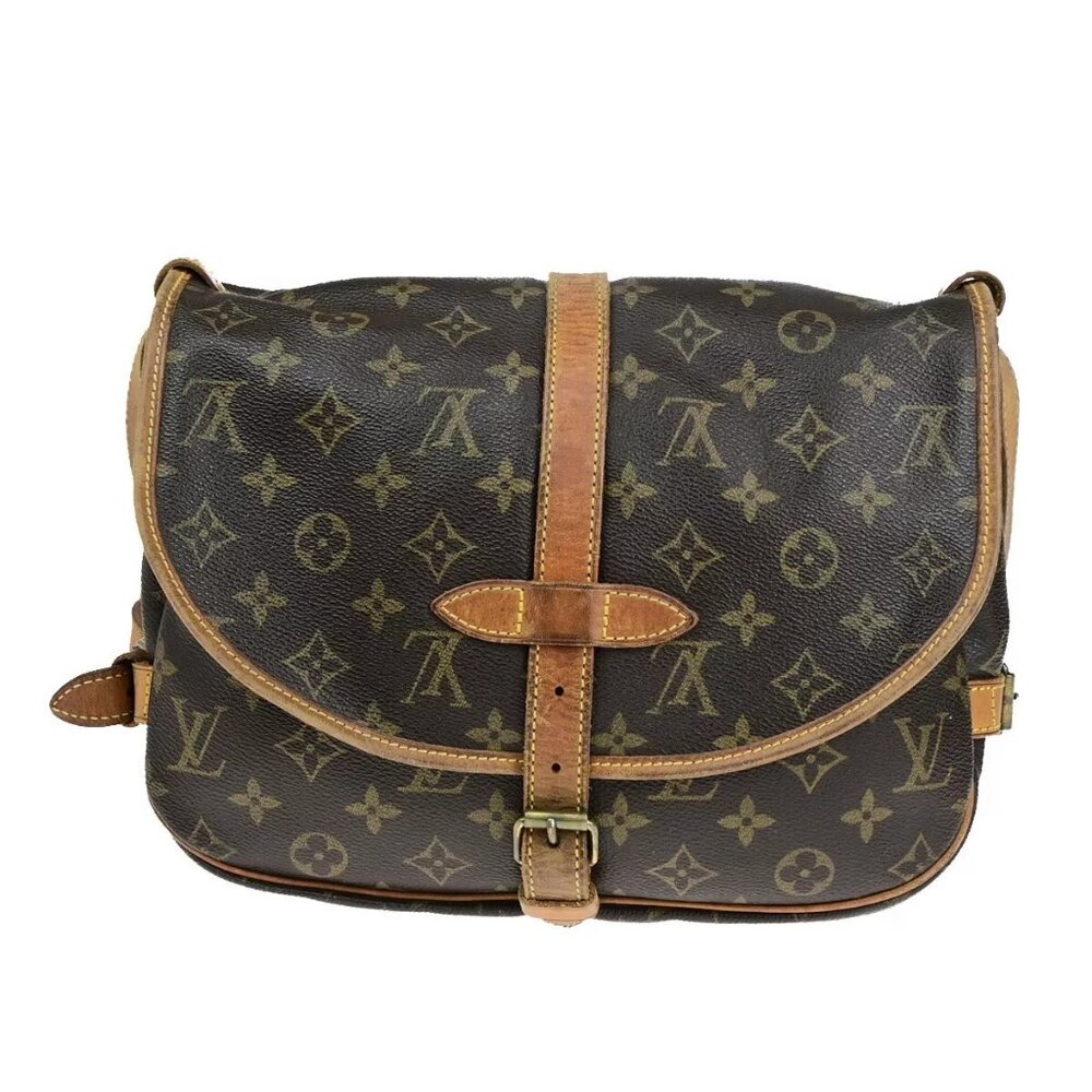 LOUIS VUITTON Logo Saumur 30 Shoulder Bag Monogram Leather Brown - Picture 3 of 16